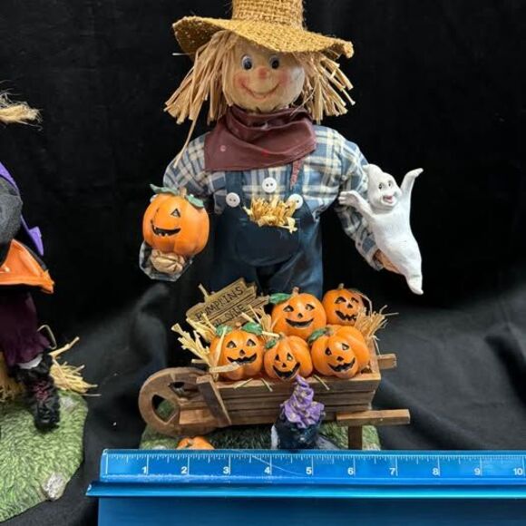 Halloween Fall Decor Witch & Scarecrow 13” Fabric Mache Figures w/ original box - Picture 7 of 9